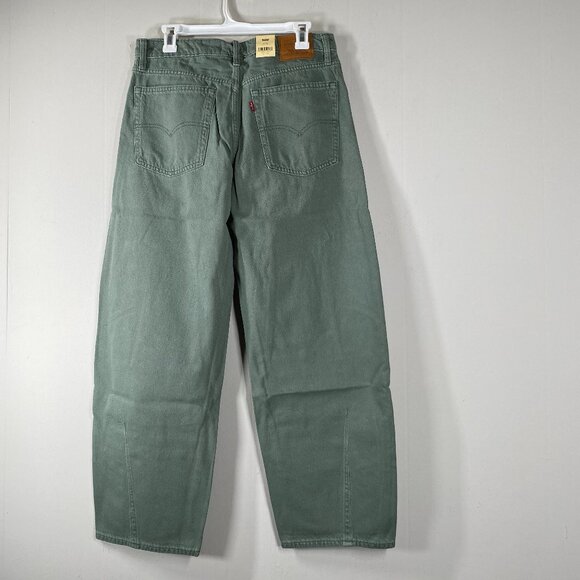 Levi's Premium Baggy Dad Barrel Denim Jeans Women's 29 Mid Rise Green Casual NWT - Picture 2 of 15